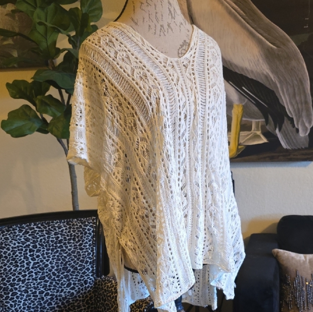 Soft White Crochet Beach Pool Summer Cover Up Tunic